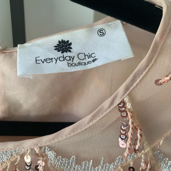 Everyday chic boutique beaded women’s mini dress in blush - Picture 4 of 4